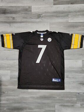 Pittsburgh Steelers #7 Roethlisberger Black & Yellow Mens 2XL Football Jersey